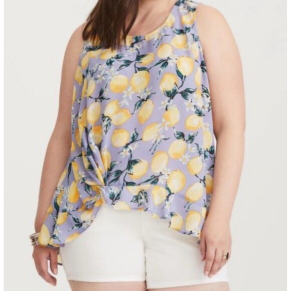 Torrid Lavender & Lemon Georgette Tank Plus Size 0/12/large - Picture 1 of 10